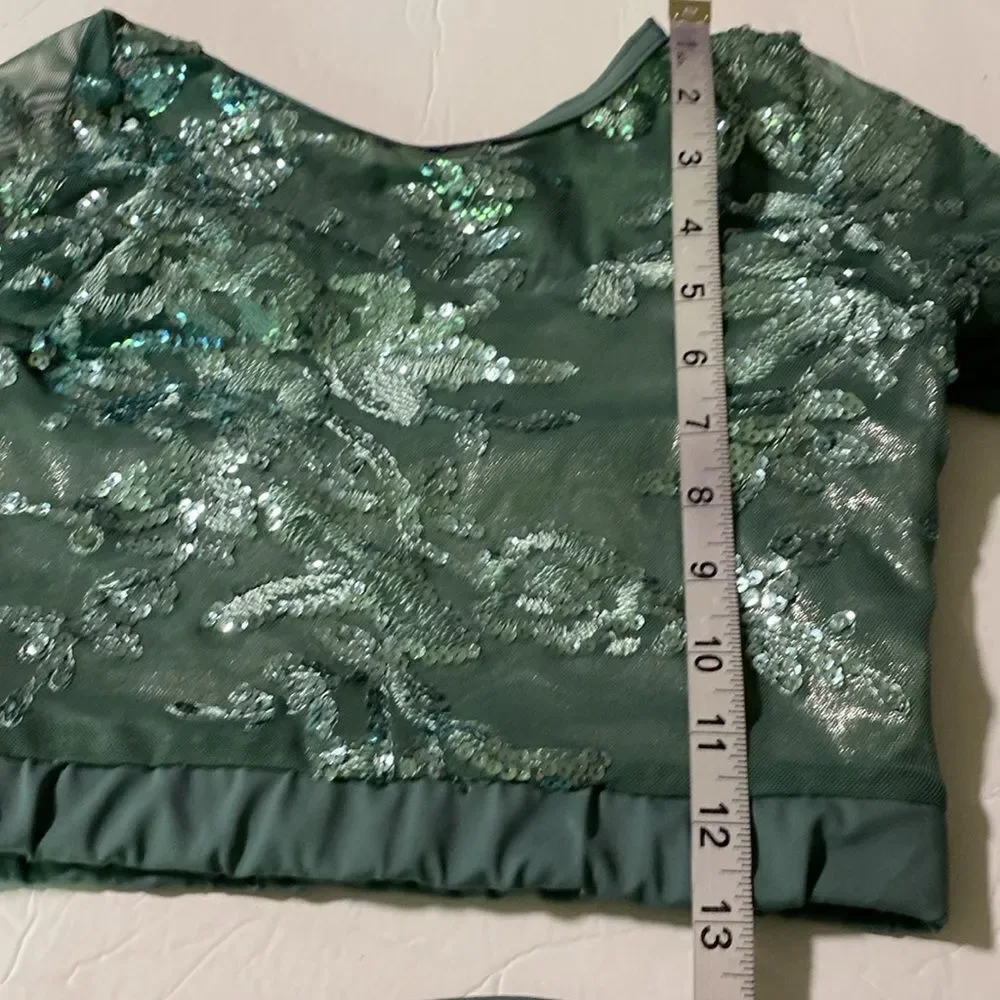 WEISSMAN Dance Costume 2 piece Sage green sequin Guiltfree 10337 SA adult